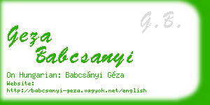 geza babcsanyi business card