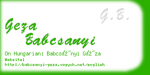 geza babcsanyi business card